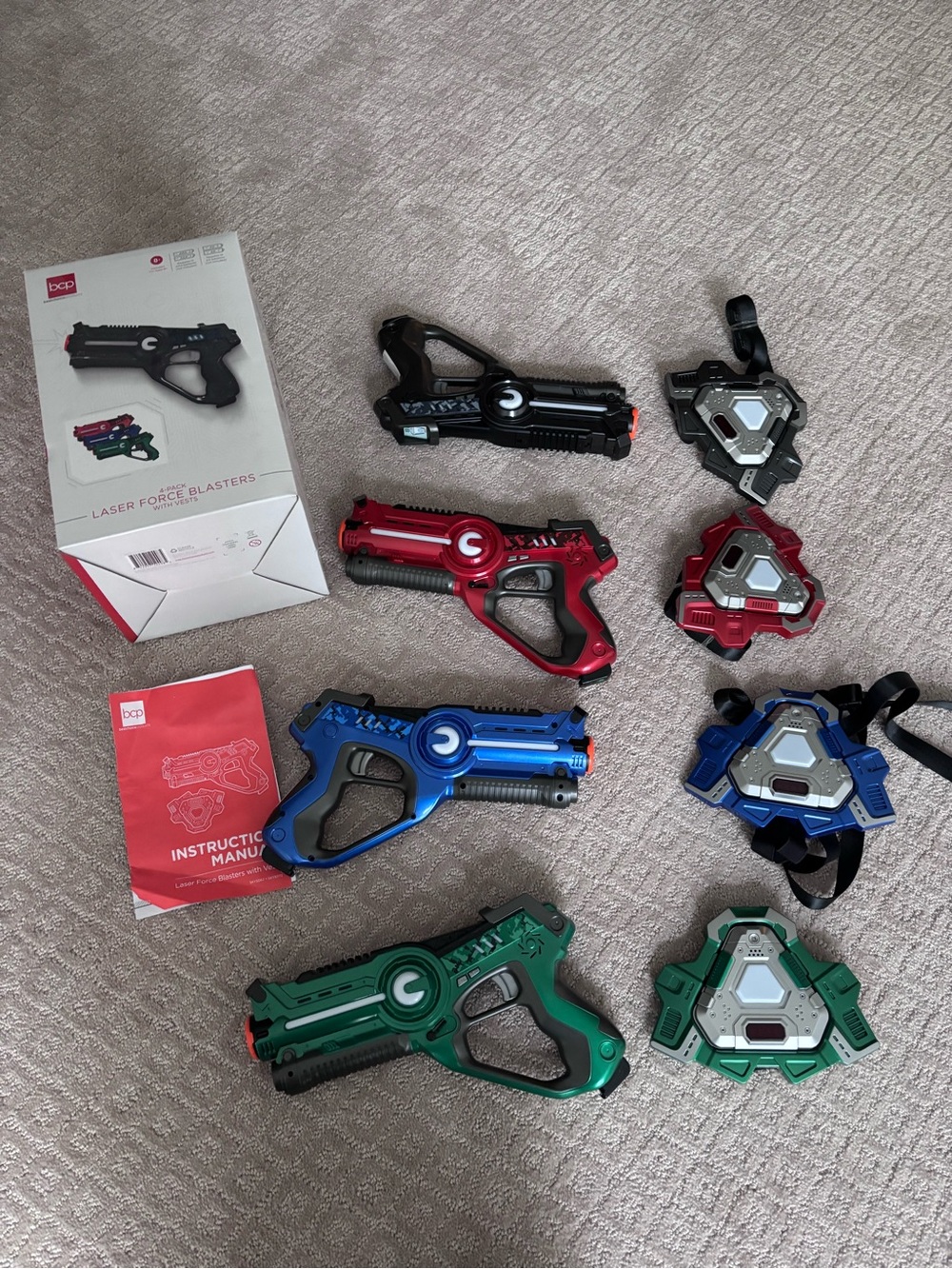 4 pack Laser Force Blasters with vests